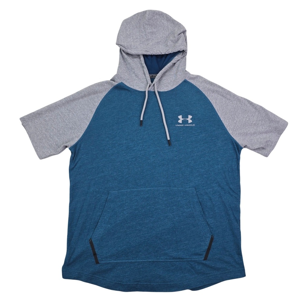 Under Armour HeatGear Short Sleeve Hoodie Mens Large 2-Tone Athletic Gym Shirt